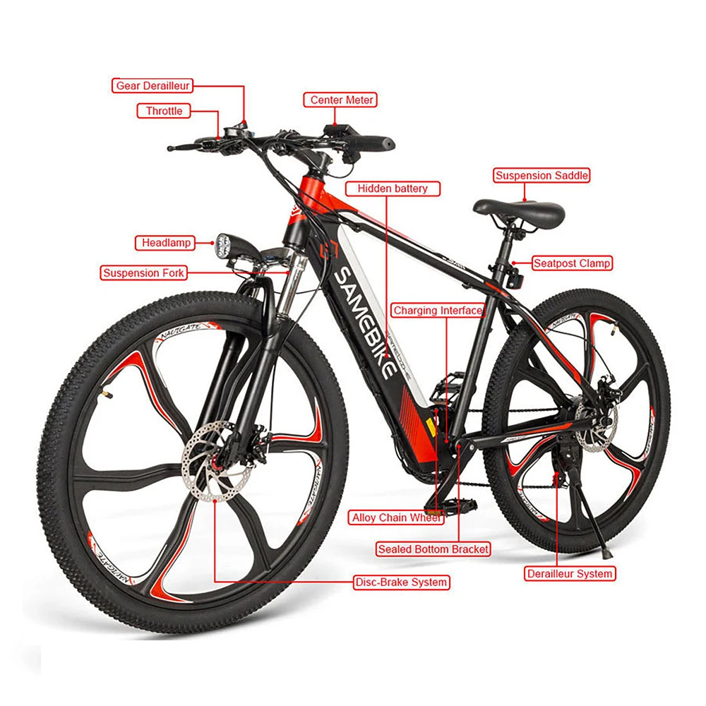 Samebike 26 дюймов электрический велосипед с 350 Вт бесщеточный двигатель e двумя