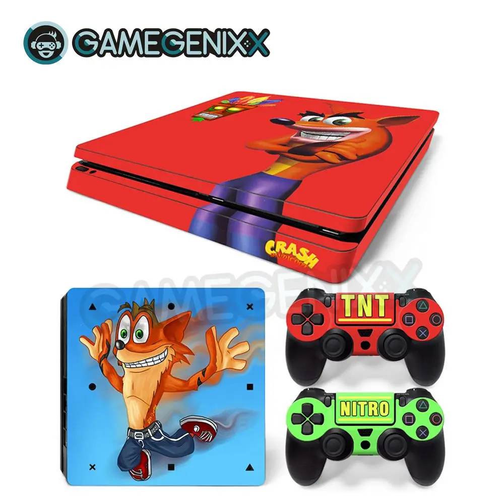 Наклейка на кожу GAMEGENIXX Виниловая наклейка для PS4 Slim Console и 2 контроллера Crash