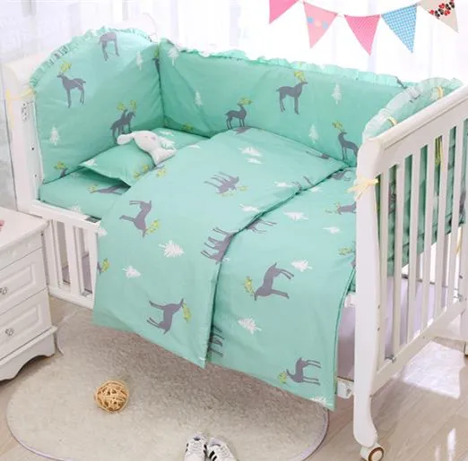 

6/9pcs elk Baby Gril Boy Crib Bed Bumpers baby decor room decoration Cotton Baby Bedding Set 120*60/120*70cm