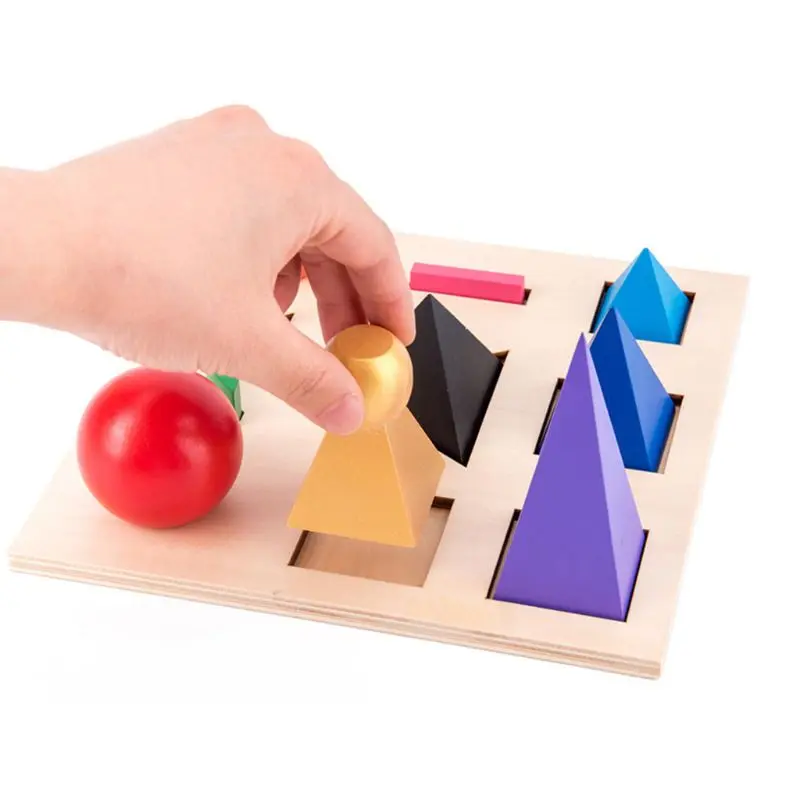 

Kids Wooden Building Blocks Montessori Match Board Kindergarten Baby Gift Toy C5AF