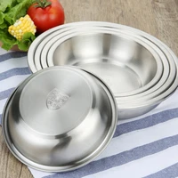 2pcslot unbreakable plate thicker 304 stainless steel seasoning dish flat vegetables plate rice bowl