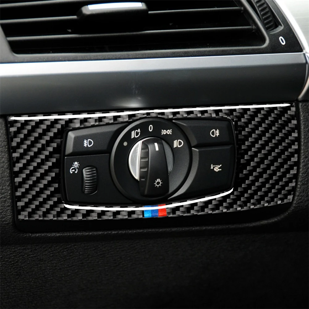 

Carbon Fiber Headlight Adjustment Switch Button Frame Cover Trim for BMW E70 E71 X6 X5 Stylish Car Accessories Car Stickers LHD