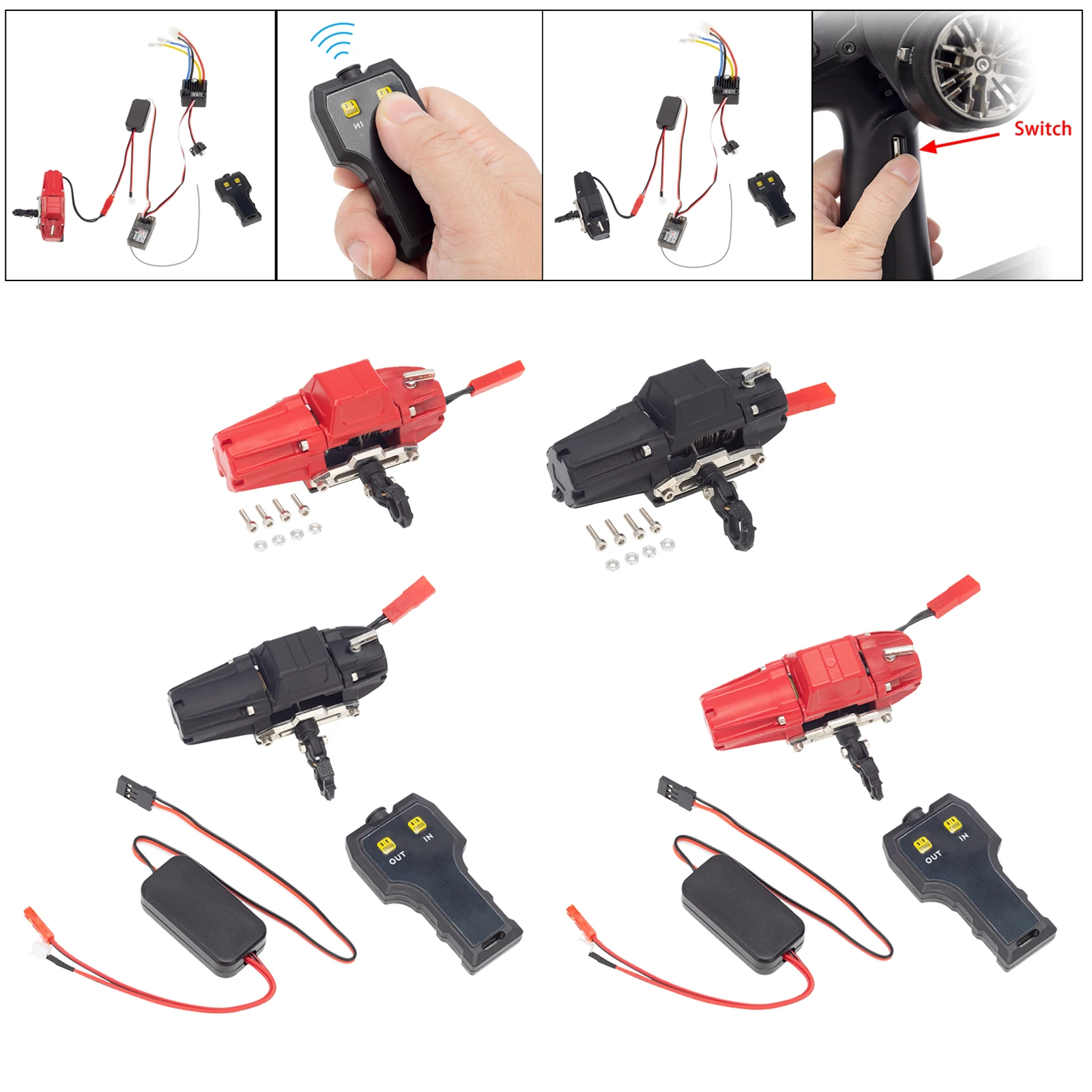 

RC Car Winch, RC Metal Winch Spare Parts for 1/10 Scale RC Crawler Car Model Vehicle Accessory