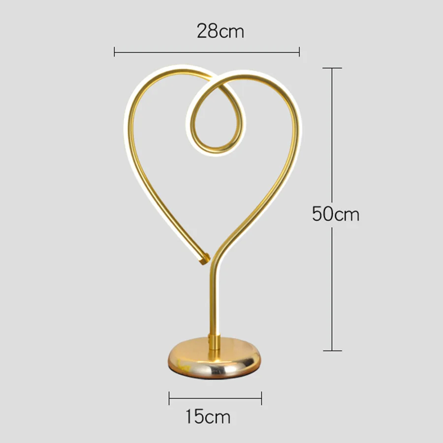 

Creative Art Heart Shape Table Lamp For Bedroom Living Room Office Nightstand Bookshelf Curved LED Desk Lamps For Friends Lovers