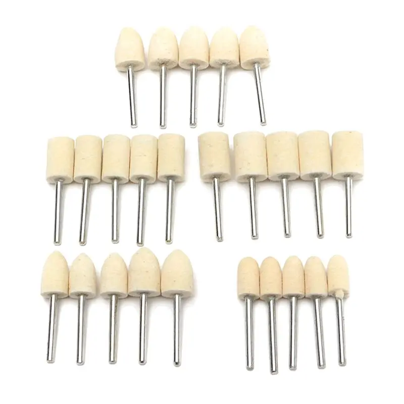 

25Pcs set 1/8 inch Felt Polishing Buffing Points Mounted Imitation Wool For Rotary Tool