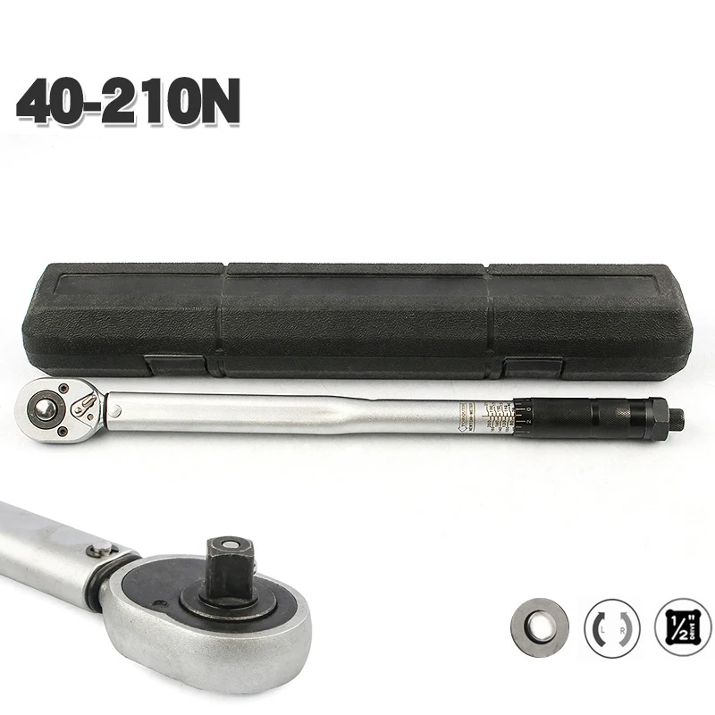 

1/2 Torque Wrench Bike Square Drive 40-210 N.m Two-Way Precise Quick Off Ratchet Wrench Repair Spanner Key Hand Tools