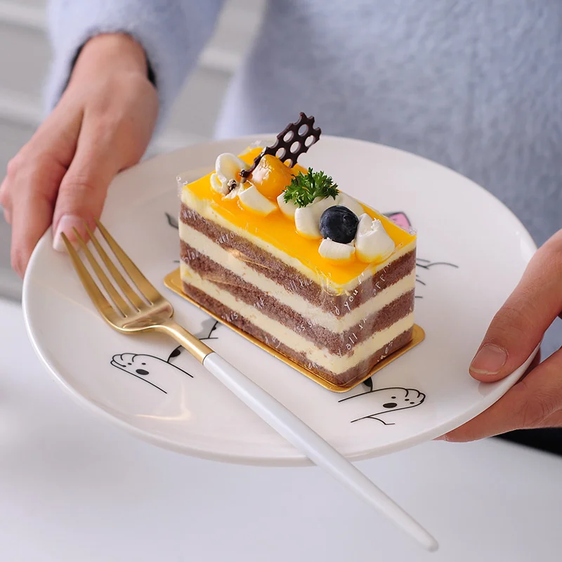 Оригинальная керамическая тарелка с мультяшным котом 2 шт. детская посуда