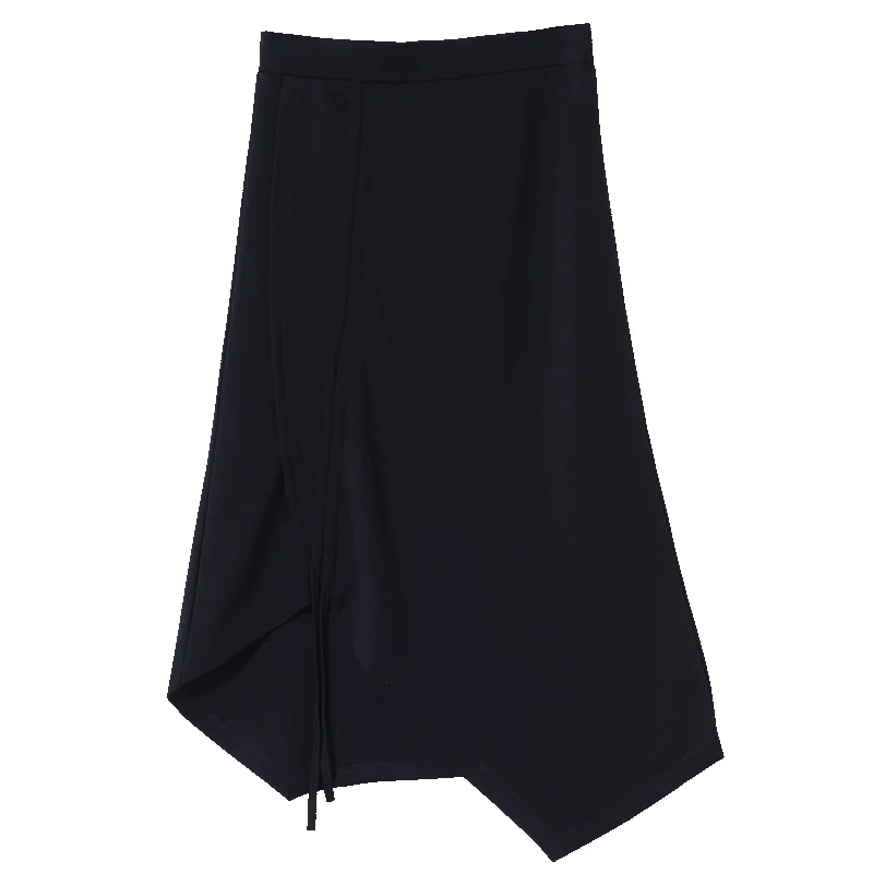 

women Summer Midi skirts Sexy Chic Pencil Skirts Women Knitted Skirt Drawstring black skirts MX19B1621