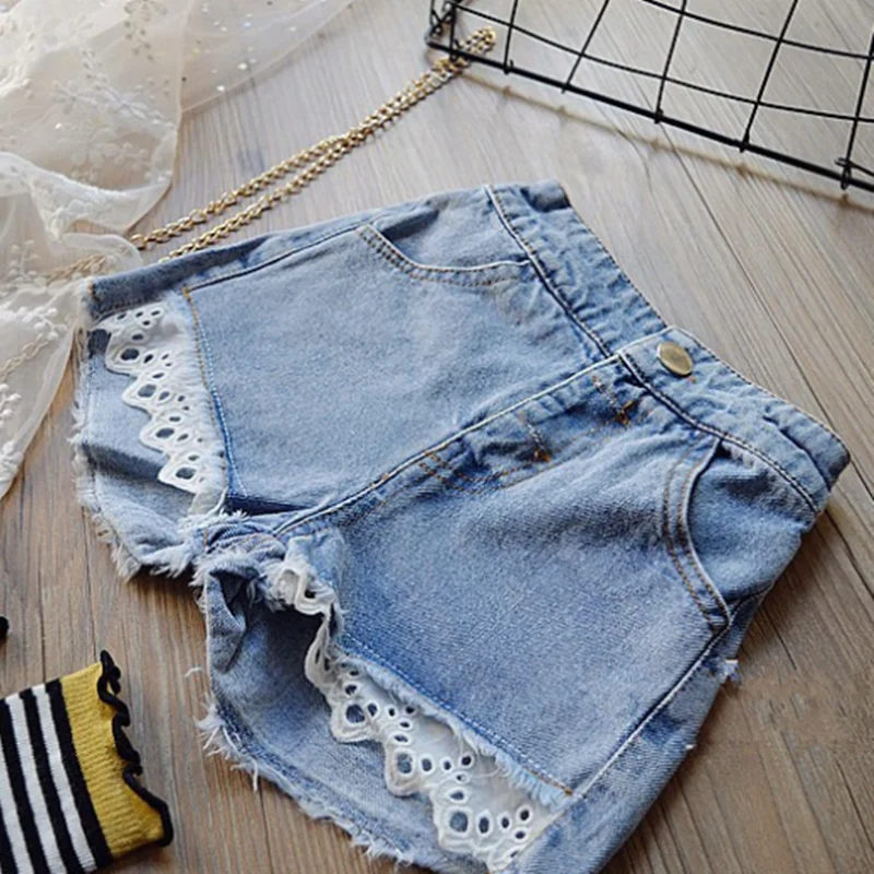 

2021 Summer Kids Clothes Children Girl Hollow Design Sunflower Embroidered Vest Top and Denim Shorts Boutique Set