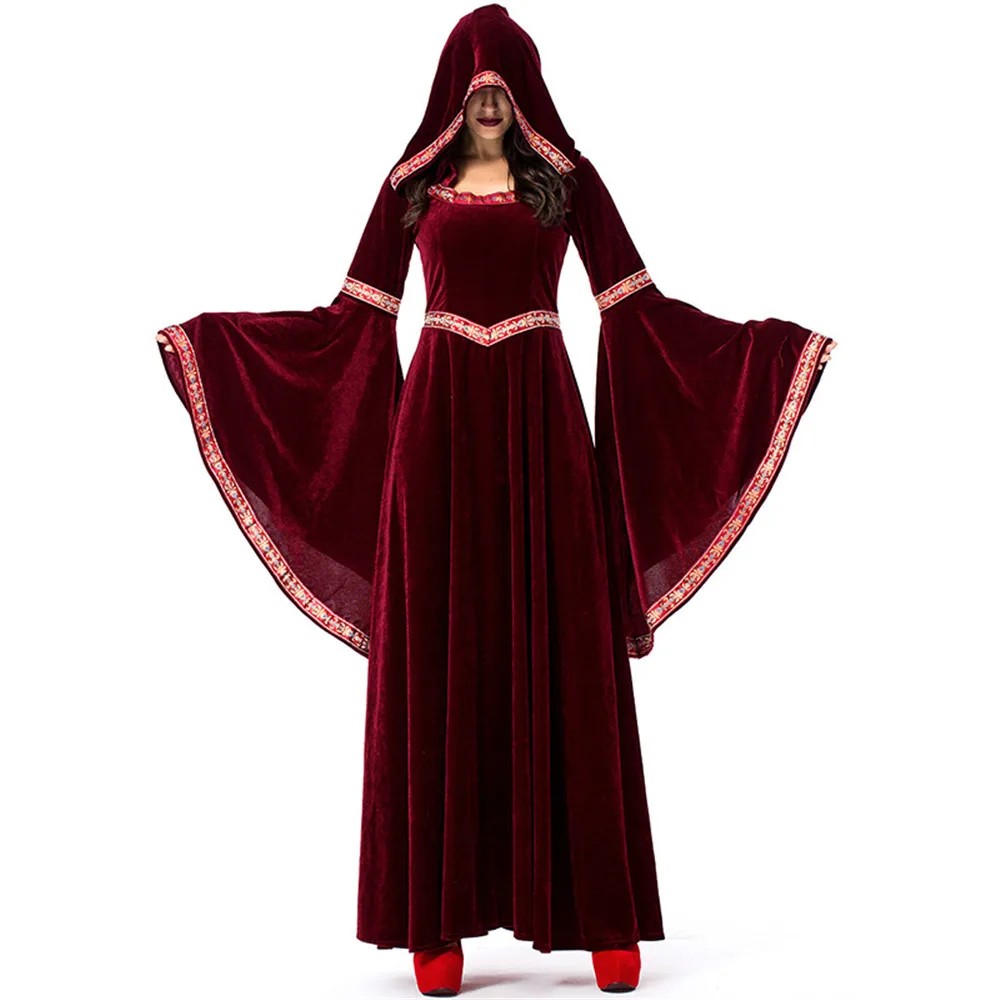 Halloween medieval costumes for women Red Medieval Renaissance Evening Party Dresses Vampire Wizard fancy cosplay costume | Тематическая
