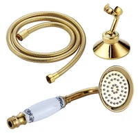 polished gold brass telephone style bathroom handheld shower head water saving shower head 1 5m shower hose hand shower holder