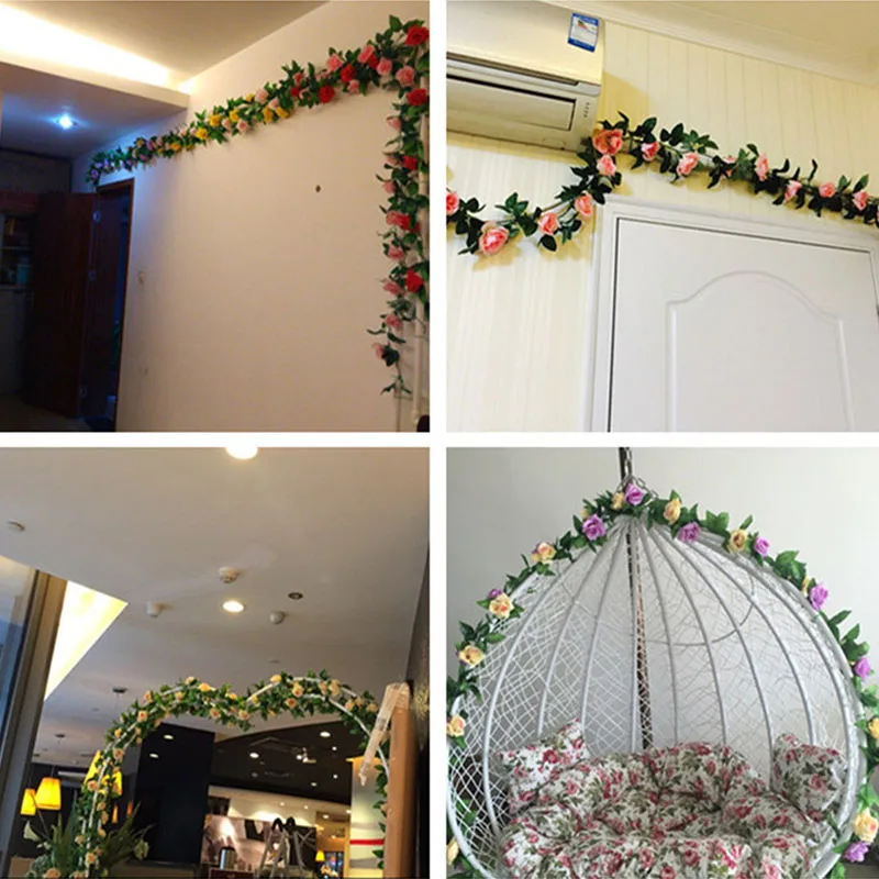 2020 новый искусственный Шелковый цветок розы Плющ Виноградная лоза листья