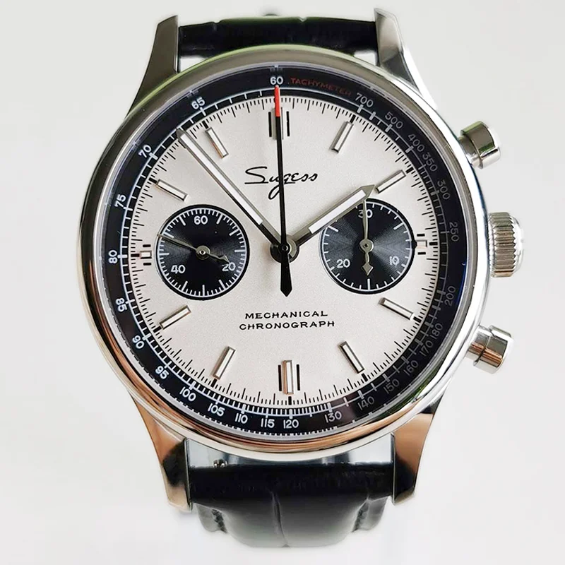 

1963 Panda Chronograph Watch for Men Sugess Seagull 1963 Movement Pilot Military 40MM Wristwatch Sapphire Waterproof Luminous