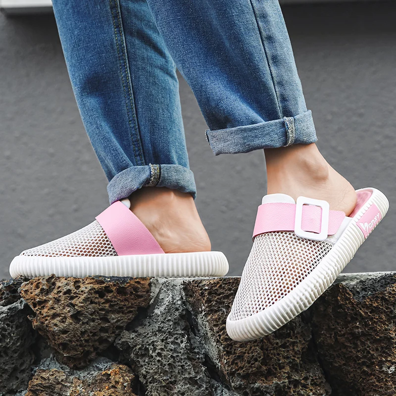 

2021 Men Shoes Beach Casual Men's Slippers Unisex Hollow Out Casual Couple Beach Sandal Flip Flops Shoes Non-slide Male Slippers