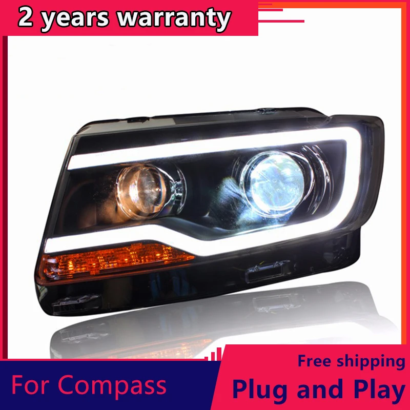 

KOWELL Car Styling for JEEP Compass 2011-2015 LED Headlight for Compass Head Lamp LED Daytime Running Light LED DRL Bi-Xenon HID