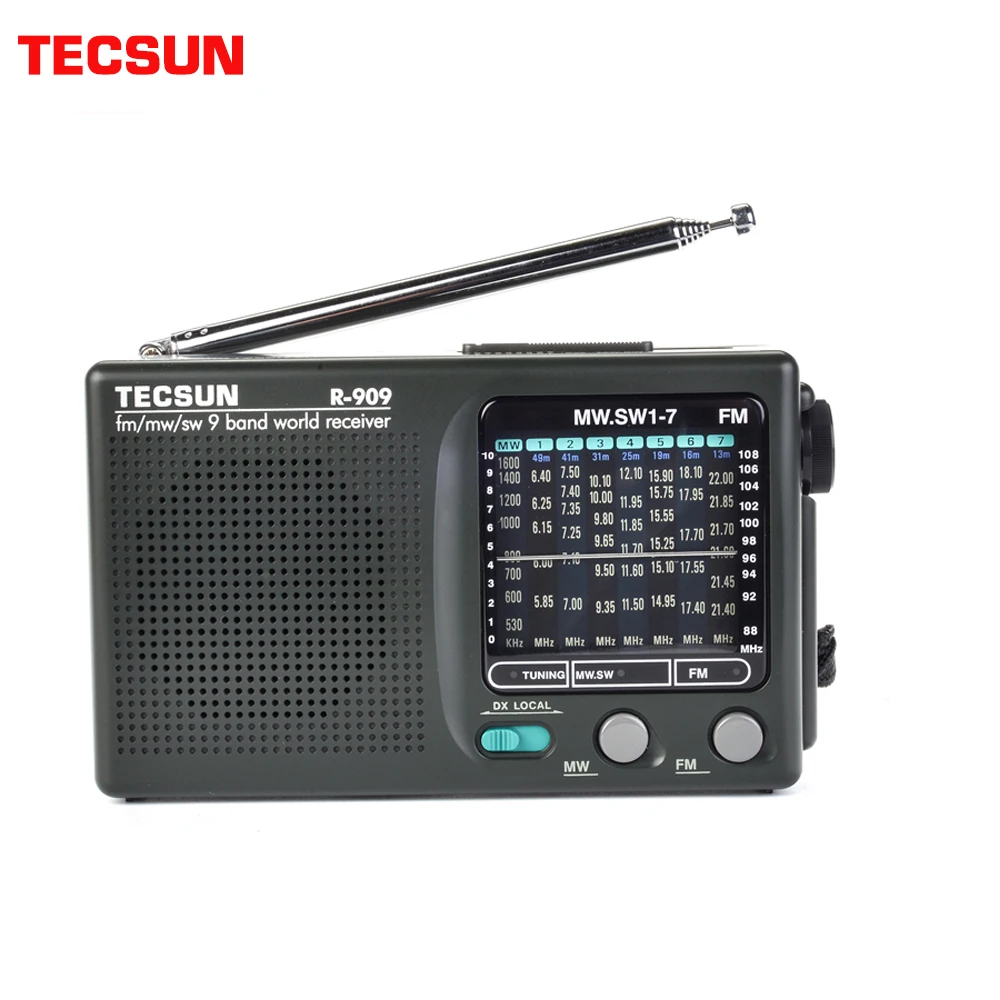TECSUN R-909 магнитола fm/mw/sw 9 диапазонов мирового диапазона приемник ультра-тонкий портативный радио