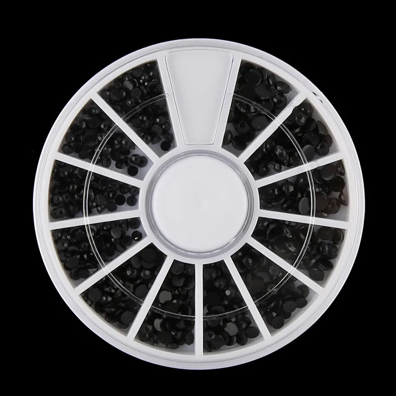 1 колесо 3D Блестящие Стразы для ногтей прозрачный черный синий розовый цвет