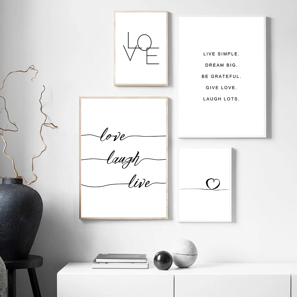 Любовь цитаты холст живопись абстрактный принт черно белые плакаты и принты