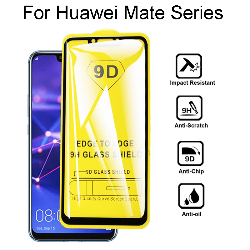 1000 шт 9D закаленное стекло для huawei P Smart Z Plus 2019 mate 30 20 Lite 10 Pro Полное клеевое покрытие