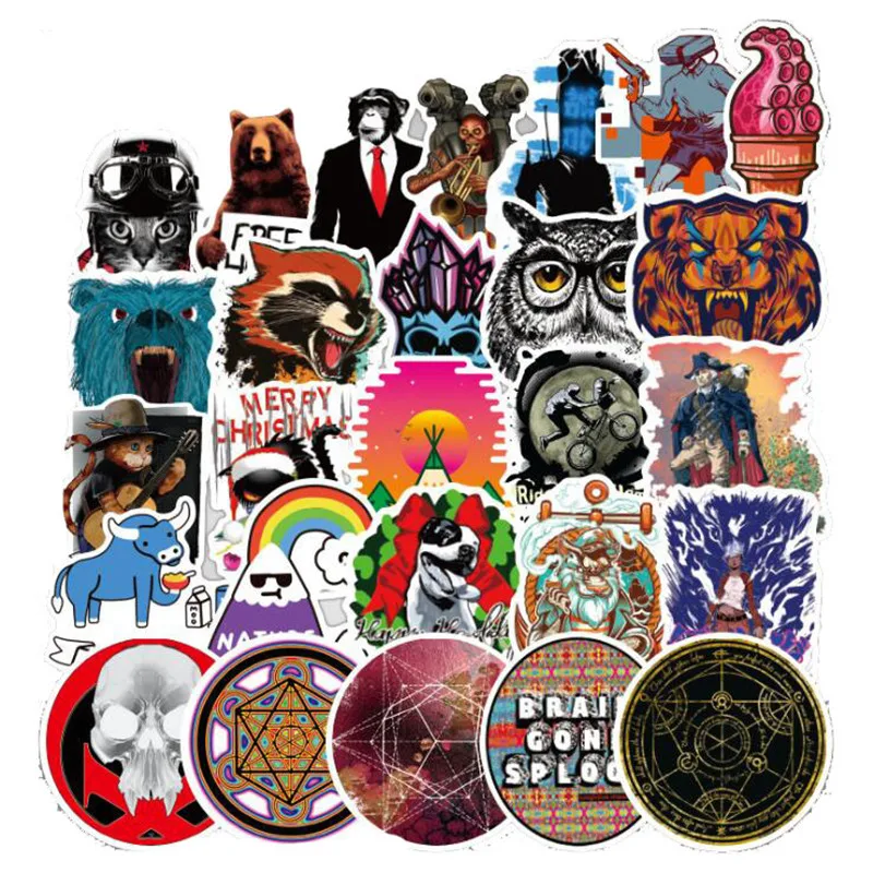 

10/30/50PCS Black Classic Retro Horror Graffiti Trolley Case Waterproof Guitar Skateboard Stickers Decorative Toys Wholesale