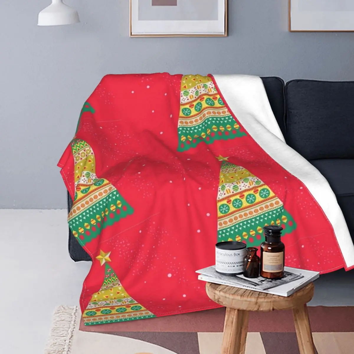 

Manta con patrón de árbol de Navidad, colcha a cuadros para cama, sofá cama, Picnic, toalla de playa de lujo