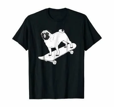 

Skateboard Pug Puppy Dog Skateboarding Great Gift T-Shirt Short Sleeve