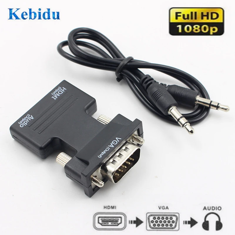 Адаптер KEBIDU для ПК ноутбука ТВ приставки проектора 1080P HDMI совместимый|Кабели VGA| |