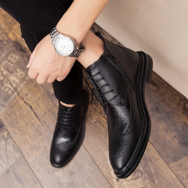 Misalwa английская мода мужские ботинки челси Повседневные Дышащие резные броги