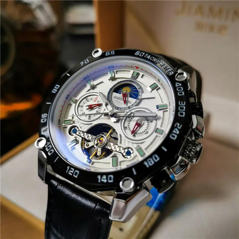 

Часы мужские механические с большим циферблатом и двойным календарем