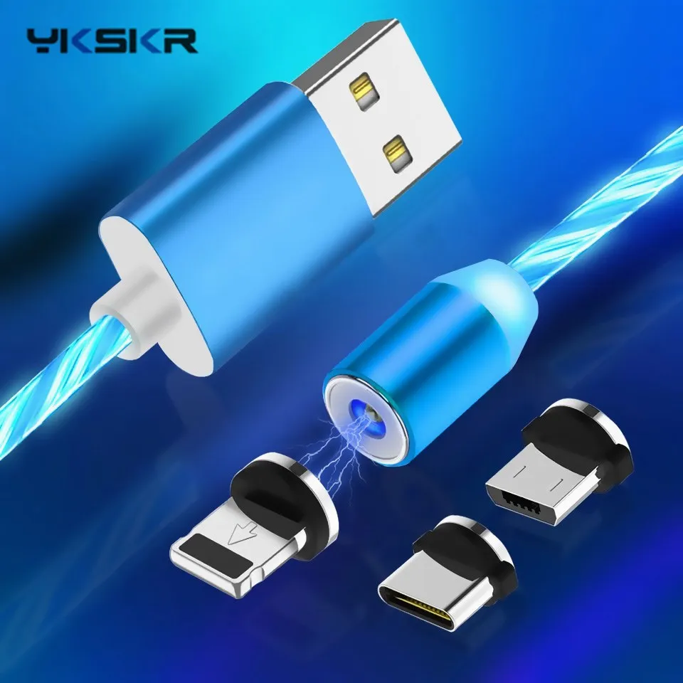 Светодиодный магнитный кабель Micro usb type C с подсветкой для samsung S9 huawei P20, кабель USB C для быстрой зарядки iPhone, магнитное зарядное устройство