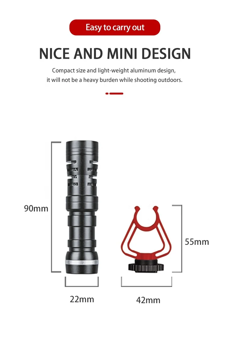 Портативный микрофон из алюминиевого сплава кардиоидный видеомикрофон для