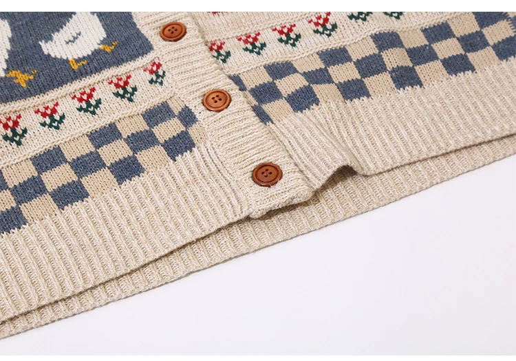 Кардиган женский вязаный жаккардовый с круглым вырезом Осень-зима |