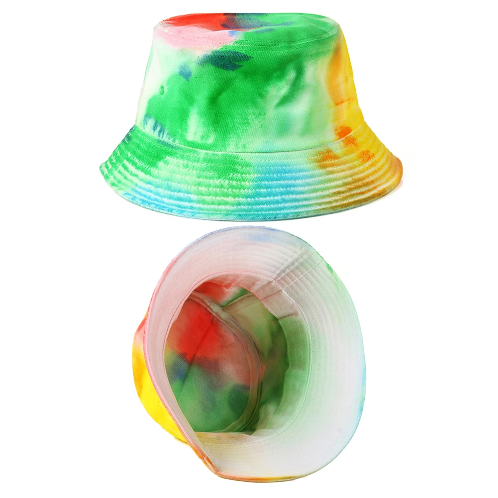 

Women Men Cotton Gradient Colored Hip Hop Wide Brim Bucket Hat Baseball Cap Fisherman Cap Sun Hat Women Summer Outdoor