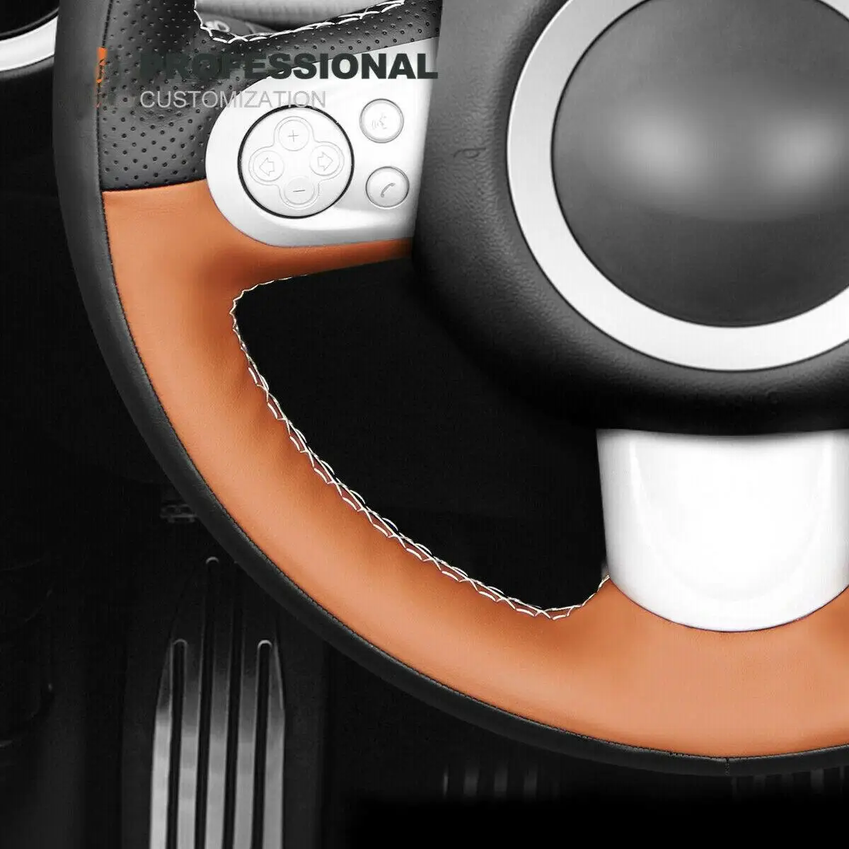 DIY Заказной черный коричневый кожаный чехол рулевого колеса автомобиля для Mini