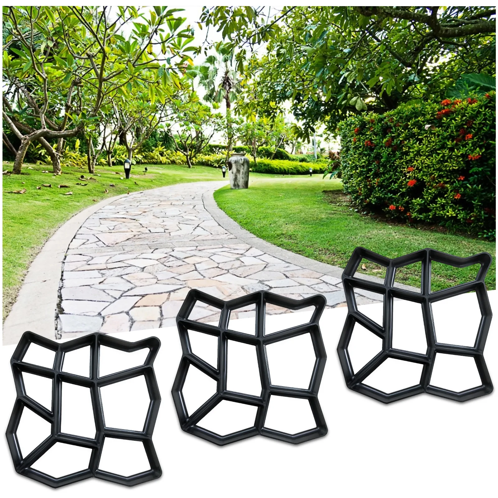 

Garden Pavement Mold DIY Path Making Manually Paving Cement Brick Tool Stepping Stone Block Pavement Buildings Path Maker Mold