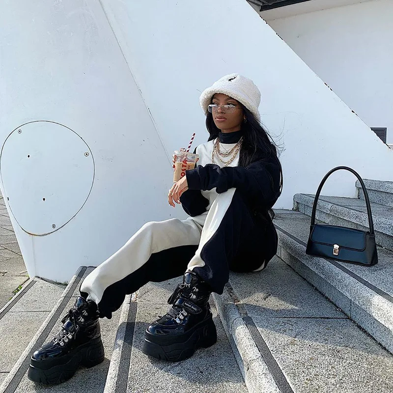 저렴한 FAKUNTN 여성 정장 투피스 세트 Tracksuit 가을 겨울 의류 여성 스포츠 정장 2021 캐주얼 정장 라운지웨어 투피스 세트