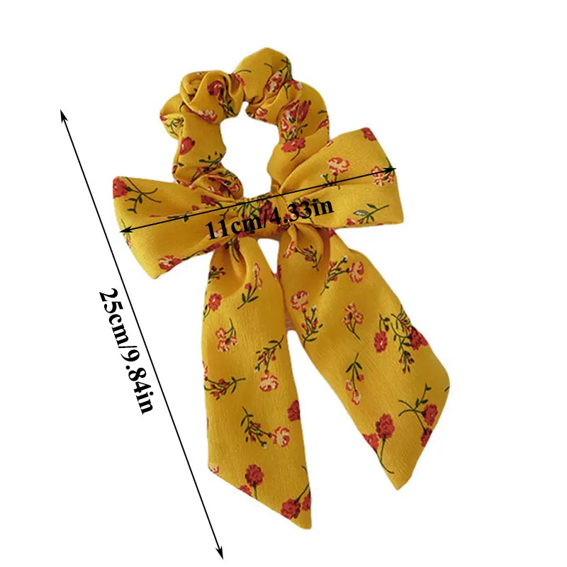 

Print Hair Tie Bow Knotted Hair Rope Cherry Floral Print Scrunchies Plaid Women Ponytail Scarf Elastic Handmade Hair Accessories