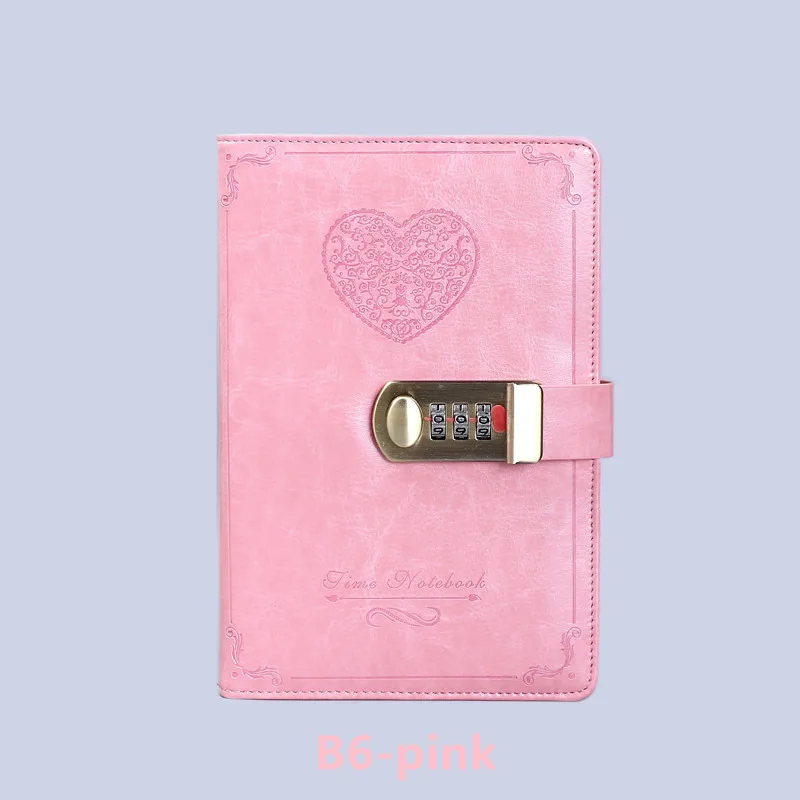 B6-pink Дневник B6 Пароль Книга с замком Ретро ноутбук путешествия школы девушки подарок тетрадь журнал деловой планировщик - Цвет: B6-pink