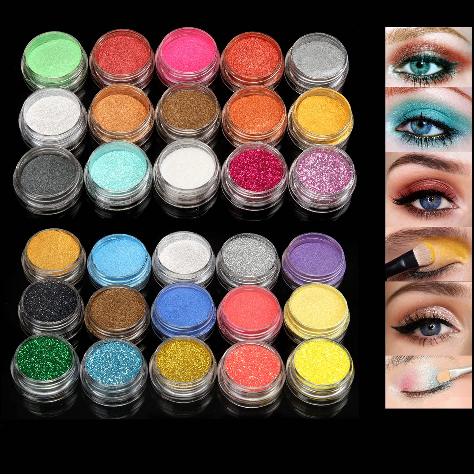 

30Color/set Glitter Mineral Loose gliiter power Eyeshadow Metallic Pigment Eyeshadow Makeup