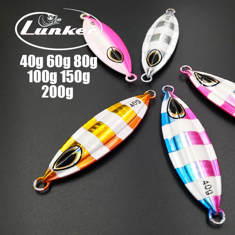 Lunker соленой воды медленная металлические приспособления Лифт рукава-крылышки ткань из чистого ДАКРОНА с начёсом свечение 40 г, 60 г 80 г 100 г 150 г 200 рыбацкая лодка бросок с берега глубокого моря