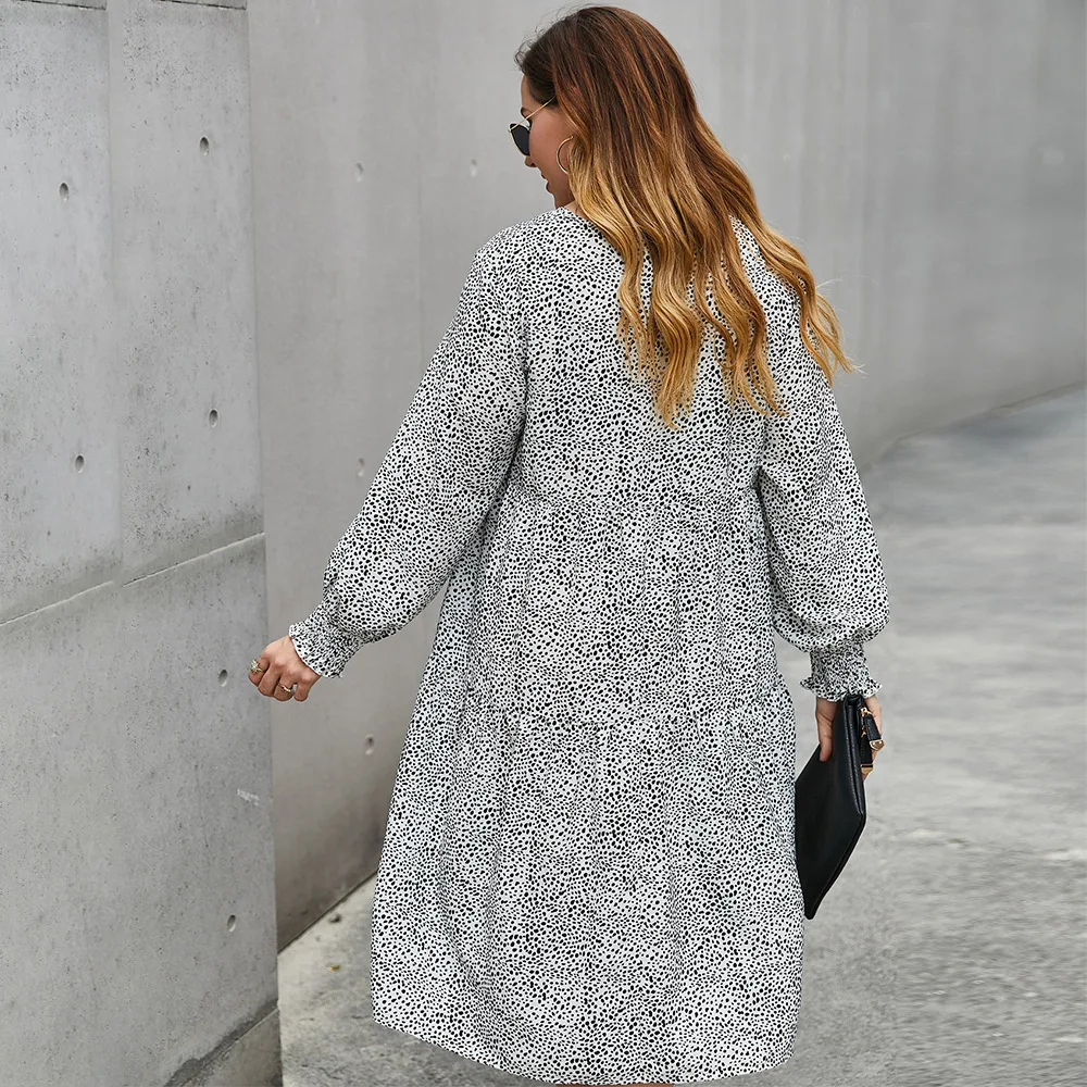 

2020 New Women Loose Foral Print Long Casual Dress Long Sleeve V Neck Plus Size Straight Dresses Women's Fashion Clothing