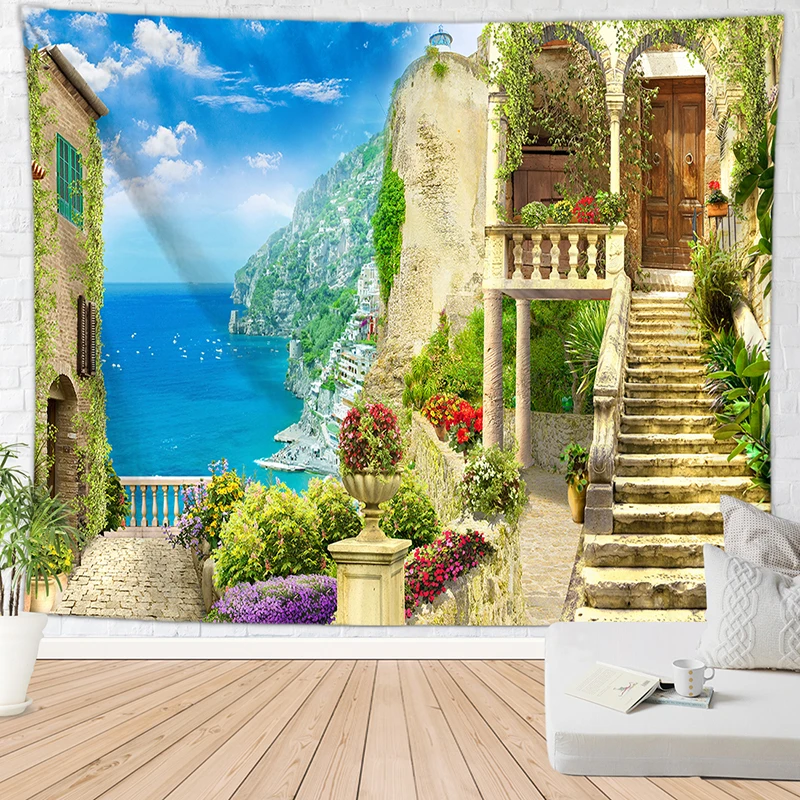 

house bridge river wall blanket tapestry muur tapijt home decoration wall sheet wall carpet