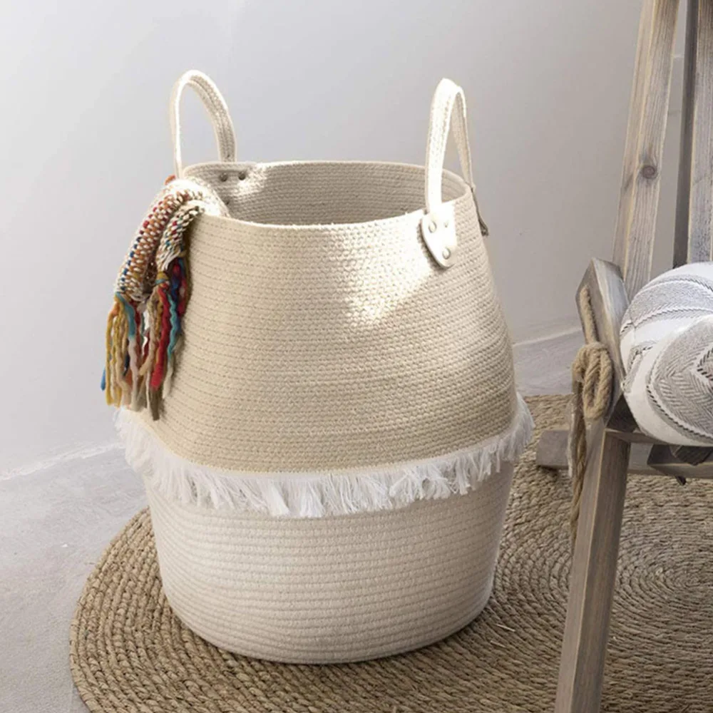 

1Pc Portable Laundry Basket Magazine Sundries Woven Basket (Assorted Color)