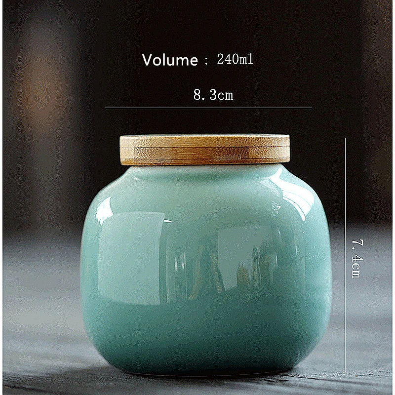 

Ceramic storage tank Kitchen Seasoning Tank Natural bamboo Wooden Cover Salt Shaker Spice Jar Kitchen Accessories Tea cans