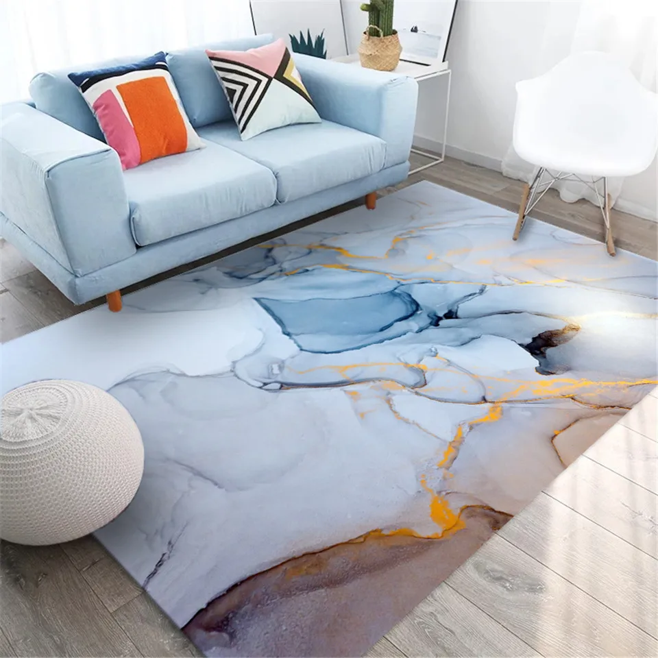 

Abstract Blue Painting Living Room Rugs Modern Coffee Table Carpet Fashion Hall Rug Rectangle Rugs Dining Room Nordic Decoration