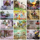 Алмазная живопись HUACAN, 5D мозаика сделай сам в виде пейзажа, велосипедный цветок, полный набор для вышивки, декоративные картины