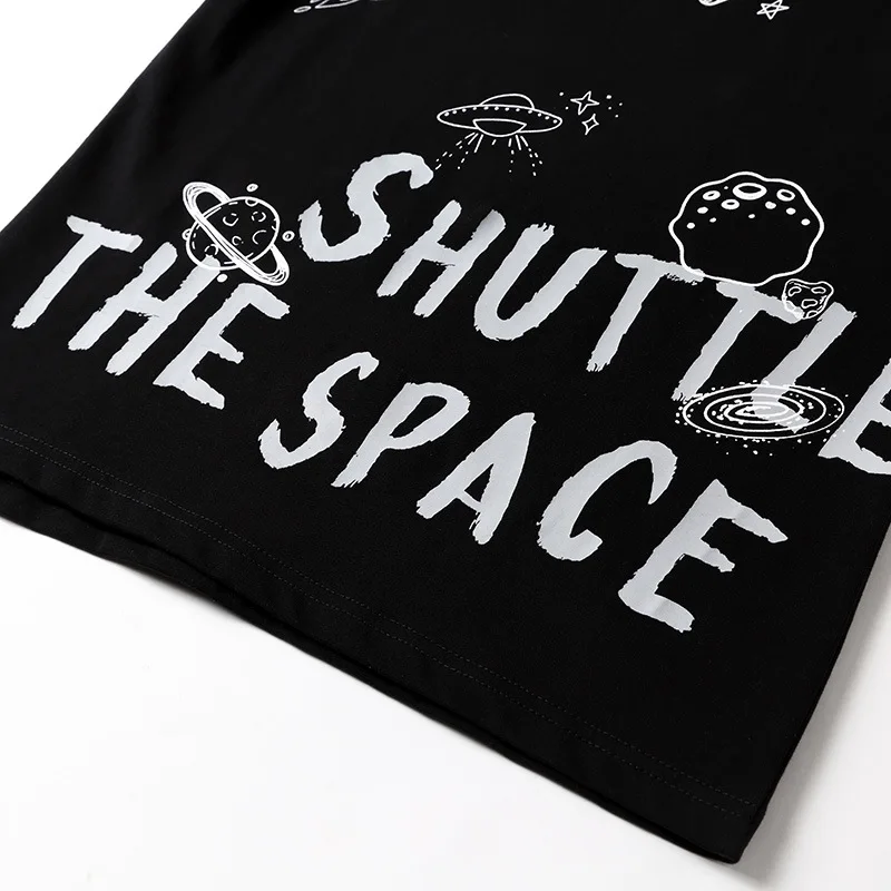 

Japanese Street Men's Summer T Shirts New Letter Printed Casual Short-sleeved T-shirts Male Starry Sky T-shirt Men Oversize Tops