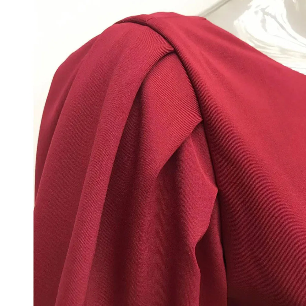 

red puff sleeve women dress summer 2020 fashion elegant office lady work dresses robe femme vestiods