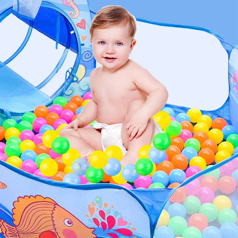 

3 In 1 Set Foldable Large Pool Kids Crawling Tunnel + Play Tents + Baby Ocean Ball Pool Children Game Toys Kids Play House Set