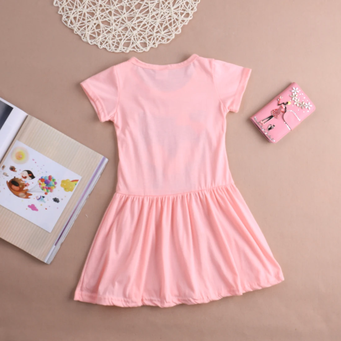 Платье с коротким рукавом и принтом кошки на возраст 1-8 лет | Детская одежда обувь